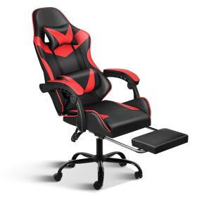 YSSOA Racing Video Backrest and Seat Height Recliner Gaming Office High Back Computer Ergonomic Adjustable Swivel Chair, With footrest, Black/red