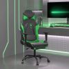 Gaming Chair with Footrest Black and Green Faux Leather