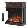 25 inch Stand Side Table with 3-Sided glass Electric Fireplace