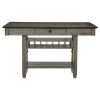 1pc Counter Height Table with 4 Drawers Wine Rack Display Shelf Transitional Dining Furniture Antique Gray and Coffee Finish Storage Table