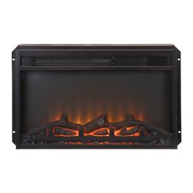 Electric Fireplace with Remote Control and Temperature Adjustment Set, Black