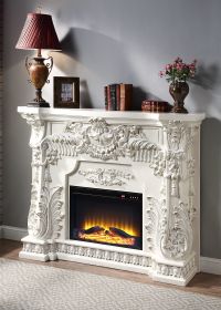 ACME Adara FIREPLACE Antique White Finish AC01620