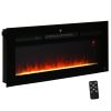 40" 1500W Recessed and Wall Mounted Electric Fireplace Inserts with Remote, Adjustable Flame Color and Brightness, Cryolite-Effect Rocks, Black