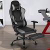 Massage Gaming Chair Recliner with Footrest and Adjustable Armrests for Home and Office-Black