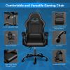 YSSOA Racing Video Backrest and Seat Height Recliner Gaming Office High Back Computer Ergonomic Adjustable Swivel Chair, Without footrest, Black