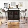 4-Tier Liquor Bar Table with 6 Glass Holders and Metal Footrest