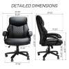 Office Desk Chair with High Quality PU Leather;  Adjustable Height/Tilt;  360-Degree Swivel;  400LBS; Black