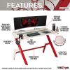 Techni Sport Ergonomic Computer Gaming Desk Workstation with Cupholder & Headphone Hook, Red