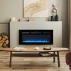 40" 1500W Recessed and Wall Mounted Electric Fireplace Inserts with Remote, Adjustable Flame Color and Brightness, Cryolite-Effect Rocks, Black