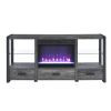 60 Inch Electric Fireplace Media TV Stand With Sync Colorful LED Lights-Dark rustic oak color