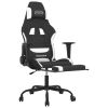 Gaming Chair with Footrest Black and White Fabric