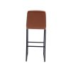 Bar Stools Set of 2 With Back,Upholstered PU Leather Kitchen Breakfast Bar Stools with Footrest,Brown