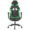 Gaming Chair with Footrest Black and Green Faux Leather