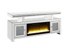 ACME Noralie TV STAND W/FIREPLACE Mirrored & Faux Diamonds LV00523