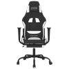 Gaming Chair with Footrest Black and White Fabric