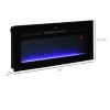 40" 1500W Recessed and Wall Mounted Electric Fireplace Inserts with Remote, Adjustable Flame Color and Brightness, Cryolite-Effect Rocks, Black