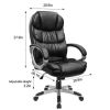 High Back Executive Chair PU Leather Business Manager's Office Chair Adjustable Ergonomic Swivel Desk Chair with Lumbar Support and Armrest, Black