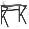 Gaming Desk with K Shape Legs Black 35.4" x 23.6" x 29.5"