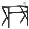 Gaming Desk with K Shape Legs Black 35.4" x 23.6" x 29.5"