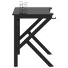 Gaming Desk with K Shape Legs Black 35.4" x 23.6" x 29.5"