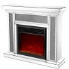 Mirrored Electric Fireplace 7 Colors Adjustable 3D Flame with Mantel, Remote Control, Timing