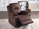 Elegant Modern Chocolate Color Microfiber Motion Recliner Chair 1pc Couch Manual Motion Plush Armrest Tufted Back Living Room Furniture