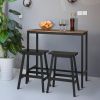 2pcs Pine Wood Saddle Seat Bar Stool Black