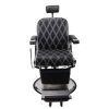 Reclining Barber Chair Hydraulic Salon Chair with Adjustable Headrest and Heavy Duty Base for Hair Cutting, Black+Silver XH