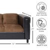 Brown Chenille and Faux Leather Sofa, Modern 3-Seater Sofas Couches for Living Room, Bedroom, Office, and Apartment with Solid Wood Frame