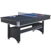 6-ft Pool Table with Table Tennis Top - Black with Red Felt