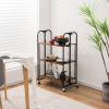 Mini Portable Kitchen Utility Serving Island Cart With Storage Shelves