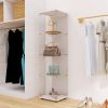 4 Shelves Glass Cabinet Glass Display Cabinet with One Door, White