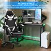 YSSOA Racing Video Backrest and Seat Height Recliner Gaming Office High Back Computer Ergonomic Adjustable Swivel Chair, With footrest, Black/White