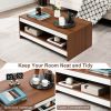 37 Inch 2-Tier Rectangle Wooden Coffee Table with Storage Shelf