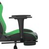 Gaming Chair with Footrest Black and Green Faux Leather