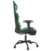 Gaming Chair with Footrest Black and Green Faux Leather