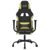 Massage Gaming Chair with Footrest Black and Light Green Fabric