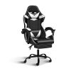 YSSOA Racing Video Backrest and Seat Height Recliner Gaming Office High Back Computer Ergonomic Adjustable Swivel Chair, With footrest, Black/White