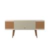 Manhattan Comfort Utopia 53.14" TV Stand with Splayed Wooden Legs and 4 Shelves in Off White and Maple Cream