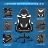 Racing Video Backrest and Seat Height Recliner Gaming Office High Back Computer Ergonomic Adjustable Swivel Chair, Without footrest, Black/White