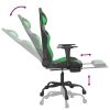 Gaming Chair with Footrest Black and Green Faux Leather