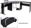 71" L-Shaped Gaming Desk -Large Desktop 22" Wide Wood Curved Corner Desk -Sturdy Computer Desks PC Laptop Table Workstation