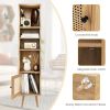 4 Tiers Rattan Storage Cabinet with Slim Design