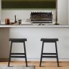 2pcs Pine Wood Saddle Seat Bar Stool Black