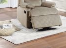 Contemporary Beige Color Velvet Fabric Recliner Motion Recliner Chair 1pc Couch Manual Motion Plush Armrest Living Room Furniture