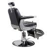 Reclining Barber Chair Hydraulic Salon Chair with Adjustable Headrest and Heavy Duty Base for Hair Cutting, Black+Silver XH