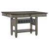 1pc Counter Height Table with 4 Drawers Wine Rack Display Shelf Transitional Dining Furniture Antique Gray and Coffee Finish Storage Table