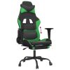 Gaming Chair with Footrest Black and Green Faux Leather