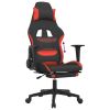 Gaming Chair with Footrest Black and Red Fabric