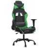 Gaming Chair with Footrest Black and Green Faux Leather